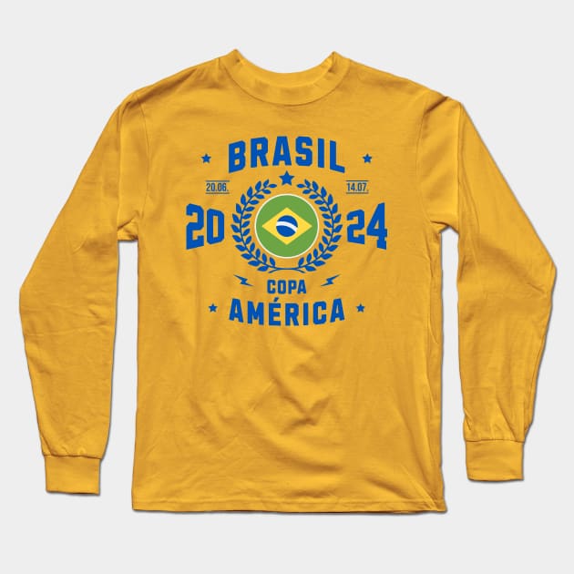 Brazil Copa America 2024 Fan Long Sleeve T-Shirt by Kicosh